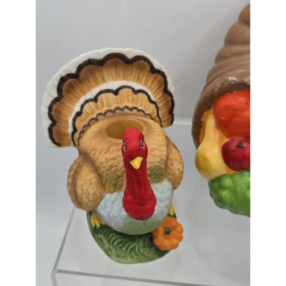 3 Lot VTG Cornucopia Thanksgiving Candle 4